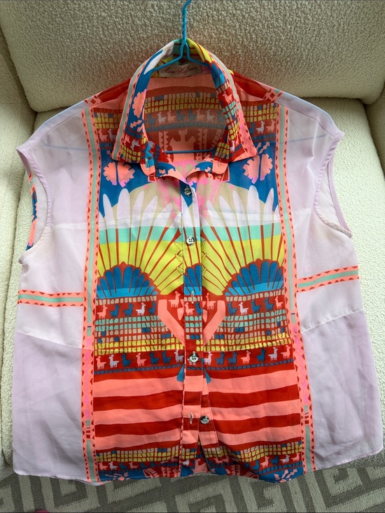 Mara Hoffman Tops - Mara Hoffman Multicolor Geometric Sheer Tank
